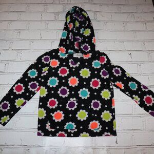 🌸 Neon Floral Hoodie · Size 4 (Girl)
